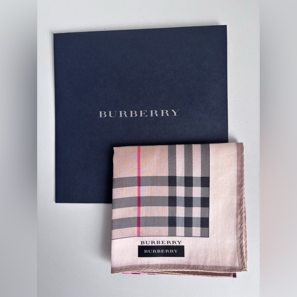 Burberry Pink and Beige Check Handkerchief Scarf